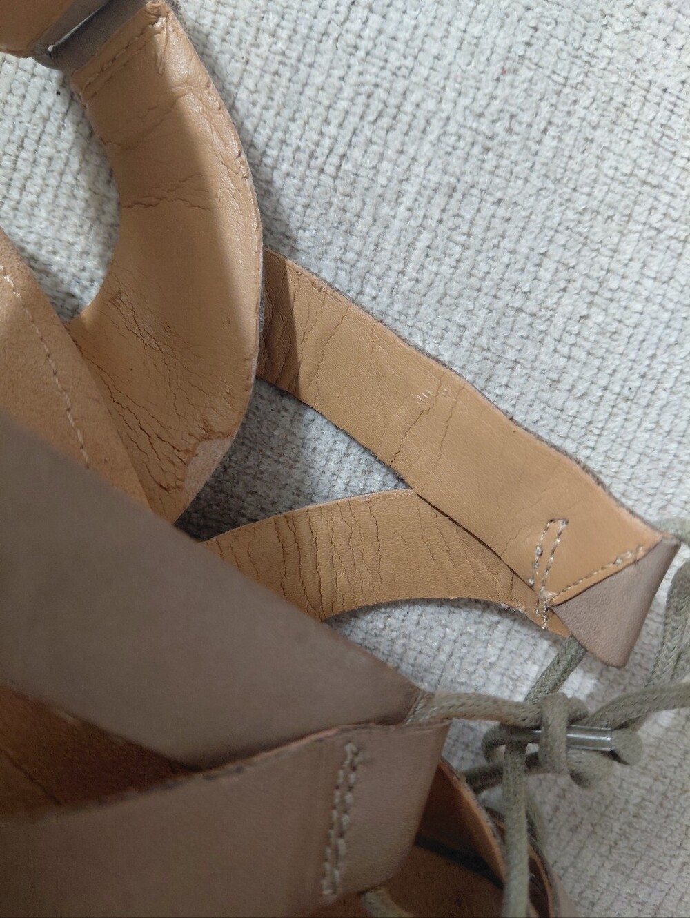Clarks Taupe Lace-Up Wedge Sandals - Picture 12 of 13